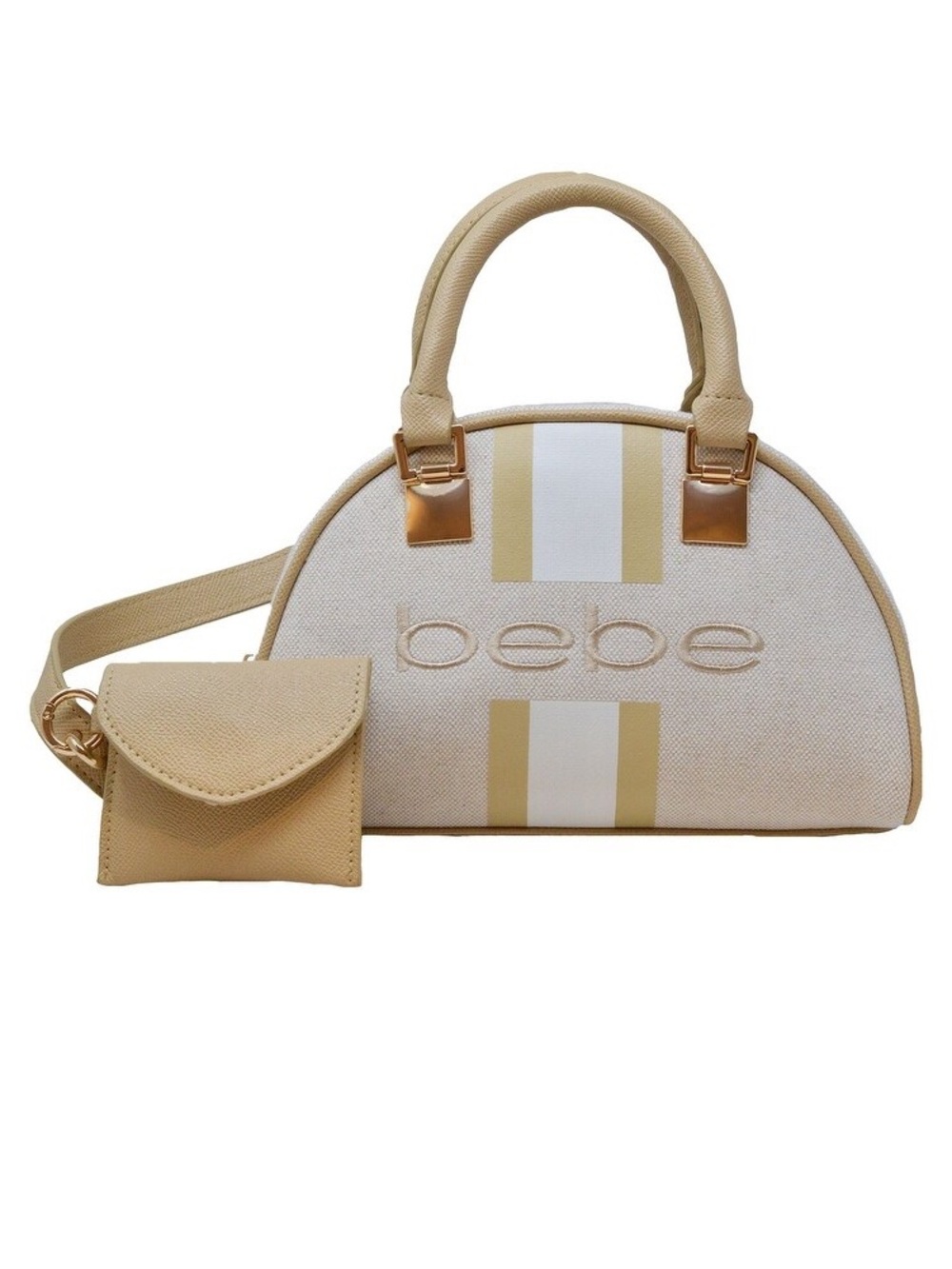 NWT bebe Paisley Small Canvas Bowler in Almond